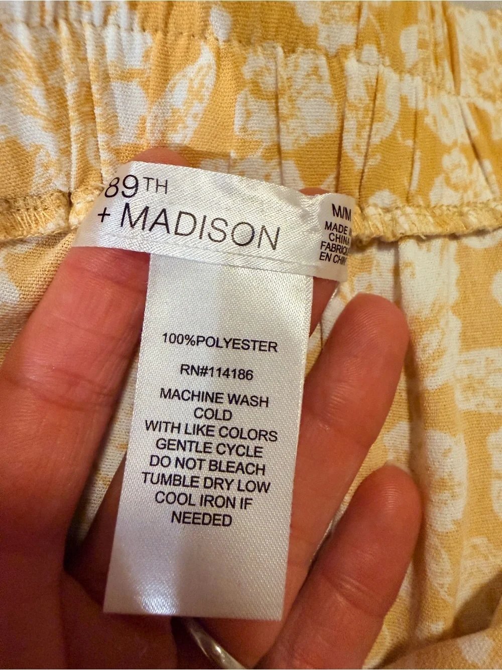 89+Madison Yellow Floral Button-Front Ruffle Hem Skirt